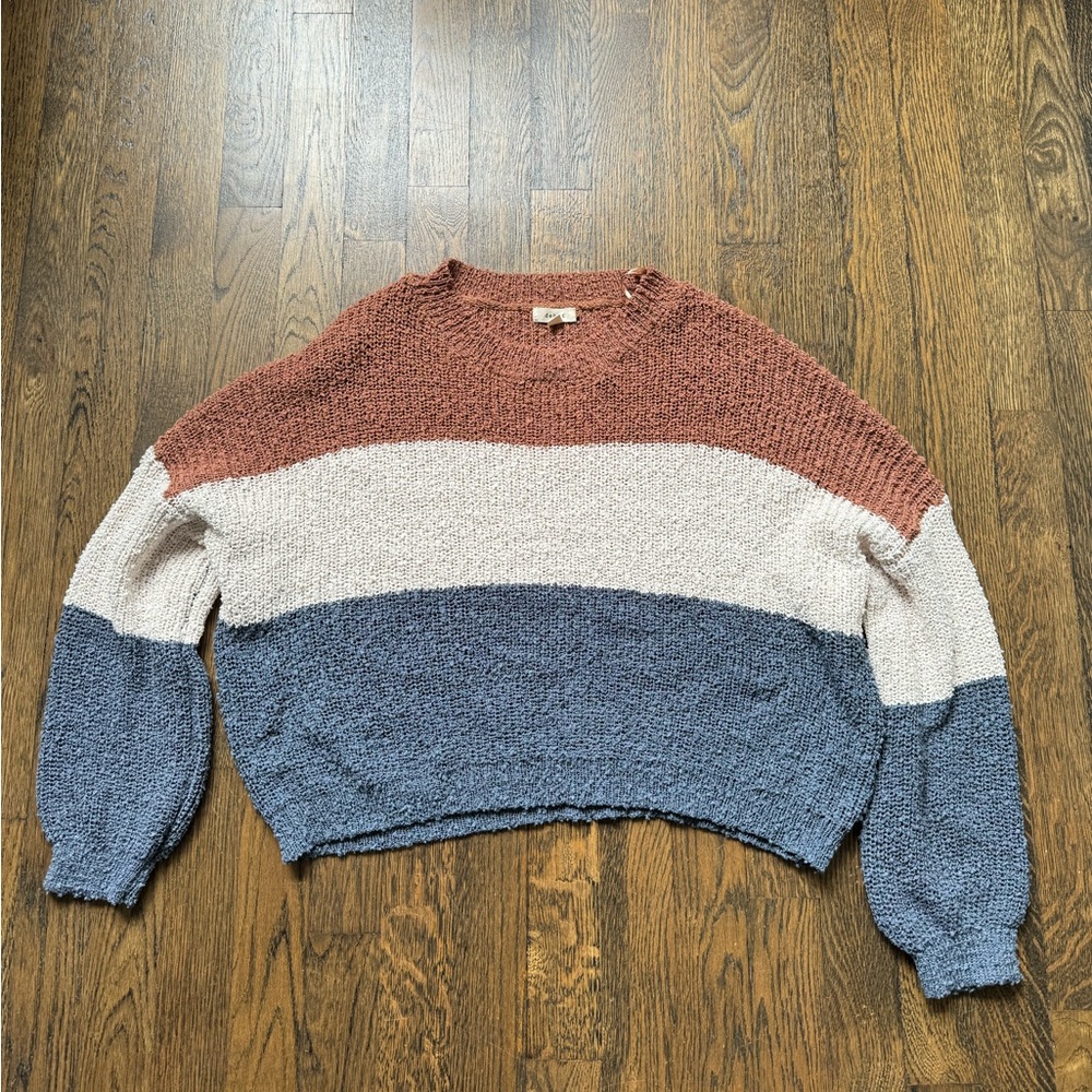 Cropped color block sweater